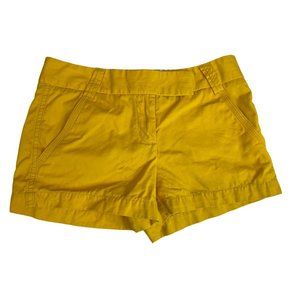 J. Crew Womens Chino Shorts City Fit Classic Twill 100% Cotton Yellow Size 0